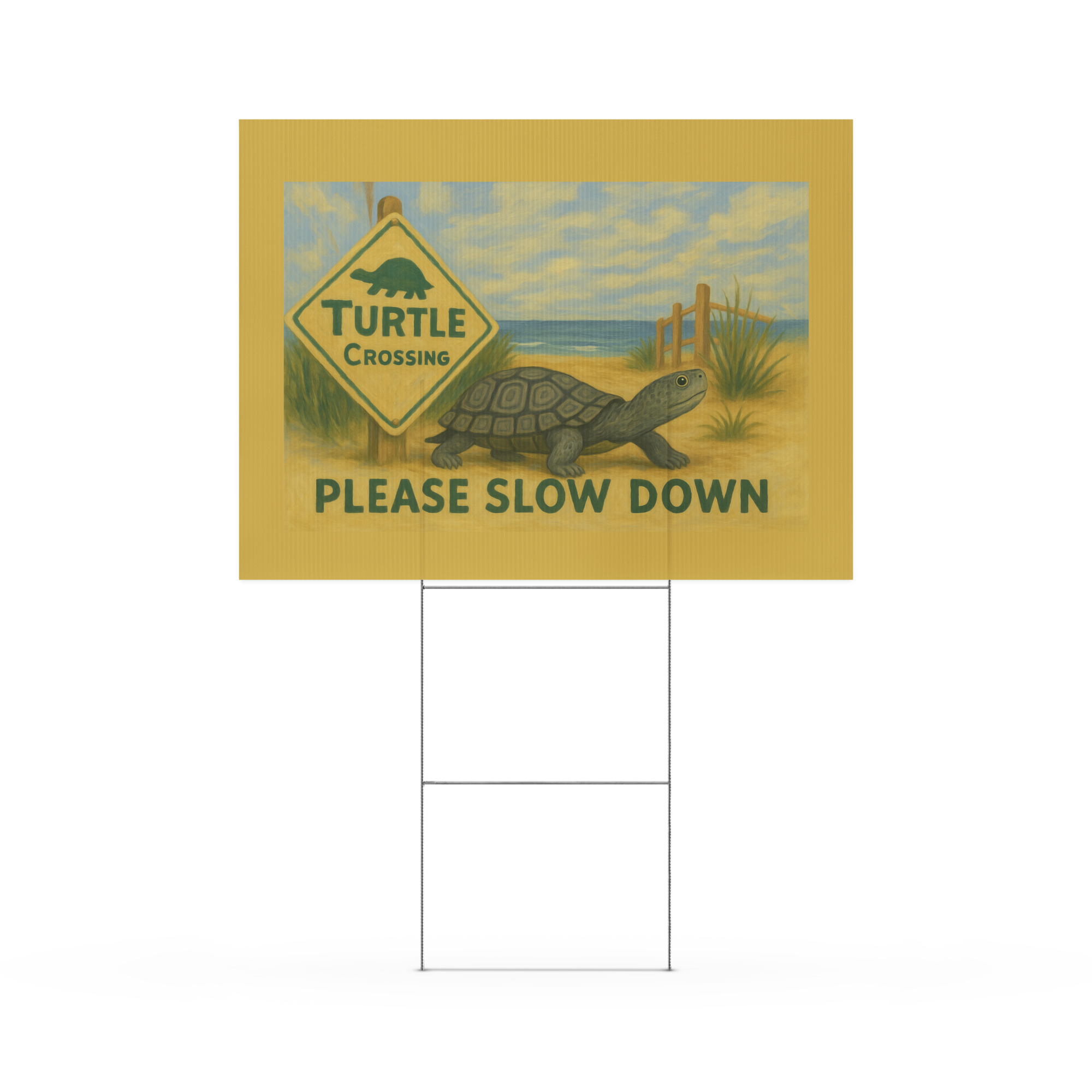 Contemporary Turtle Crossing Yard sign